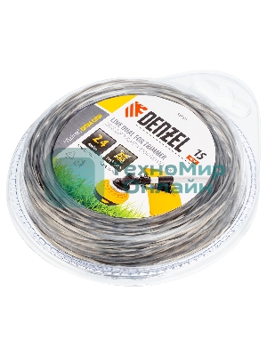 Леска для триммеров Denzel двухкомпонентная квадратная витая 2.4ммх15м extra cord
