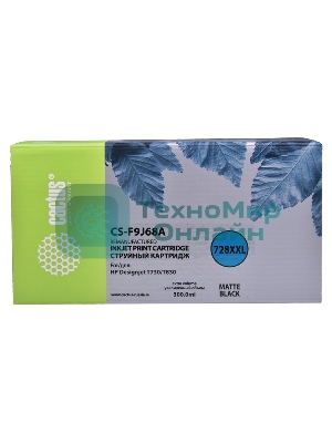 Картридж струйный Cactus CS-F9J68A (728XXL) черный матовый (300 мл) для HP DJ T730/T830