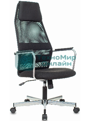 Кресло Бюрократ KB-5M TW-01 3C11 черный, сетка/ткань, 120 кг, механизм качания, с подголовником