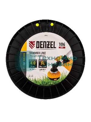 Леска для триммера Denzel витой квадрат, 4,0мм х 106м, на DIN катушке FLEX CORD