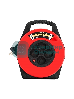 Удлинитель на катушке ExeGate Master ECS-10-2-10 (4 евророзетки, IP20, 10м, защита от детей, защита от перегрузки, 2х0,75мм2, 10А/2.3кВт)