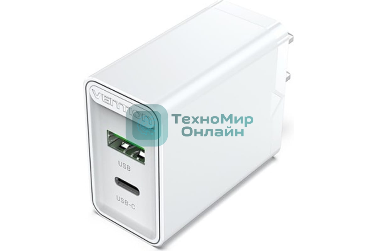 Сетевое зарядное устройство Vention 2-port USB(A+C) Wall Charger (18W/20W) EU-Plug белый