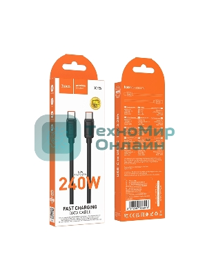 Кабель USB2.0 Hoco Type-C/Type-C, 5A, 240Вт, X115, 1м, черный, коробка