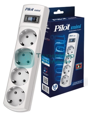 Сетевой фильтр Pilot mini 5 м, 4 розетки, белый, коробка
