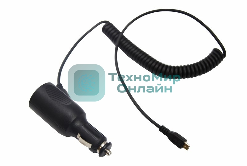 Автозарядка с индикатором Rexant microUSB (АЗУ) (5 V, 2000 mA) шнур спираль до 2 м