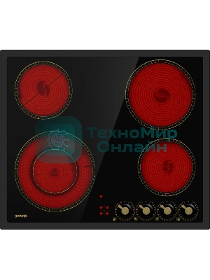 Варочная поверхность Gorenje EC642CLB, конфорок: 4 шт., стеклокерамика, независимая, черный