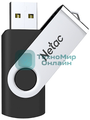 Флешка USB Netac U505 (NT03U505N-064G-20BK), 64Gb, USB 2.0, R/W 70/30, черный/серебристый