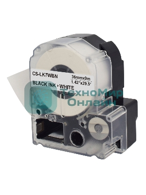Картридж ленточный Cactus CS-LK7WBN черный шрифт, белый фон (36 мм, 9 м) для Epson LW1000P/Z700/Z900