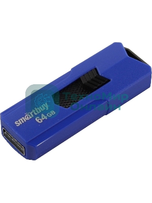 Флешка USB Smartbuy STREAM Blue (SB64GbST-B), 64Gb, USB 2.0, R/W 25/15, синий/черный
