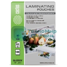 Пленка для ламинирования Cactus 80мкм A5 (100 шт) глянцевая 154x216 мм CS-LPGA580100