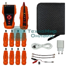 Кабельный тестер с измерением длины с трассировкой кабельных линий и определением POE в комплекте с 8 ответными частями