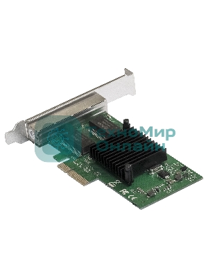 Сетевой адаптер ExeGate EXE-I350-T4V2 (PCI-E x4 v2.1, порты 4xRJ45 (медные), 10/100/1000Mbps, Gigabit NIC Intel Chipset NHI350AM4)