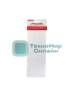 Стержни клеевые Rexant Ø 7 мм, 200 мм, прозрачные (10 шт./уп.) (хедер)