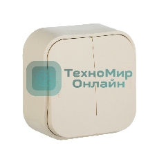 Переключатель 2-клавишный 10А 782236 Legrand Quteo Сл. кость