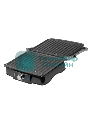 Гриль электрический Galaxy Line GL 2961, черный с серебристым, механическое управление, 2200 Вт, мраморное керамическое покрытие рабочей поверхности, корпус из нержавеющей стали, индикаторы сети и нагрева, регулятор температуры, лопатка и емкости для сбора жидкости