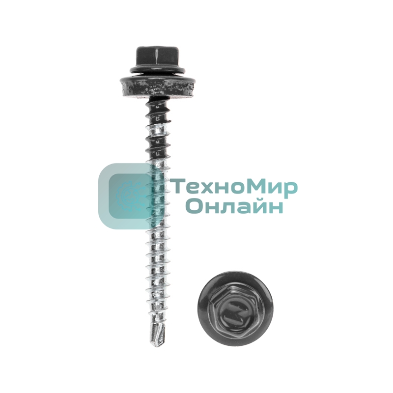 Саморез кровельный Kranz 4,8х50, окрашенный RAL 7024, короб (150 шт/уп)