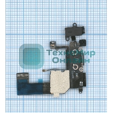 Шлейф разъема питания с аудио-разъемом для iPhone 5C черный