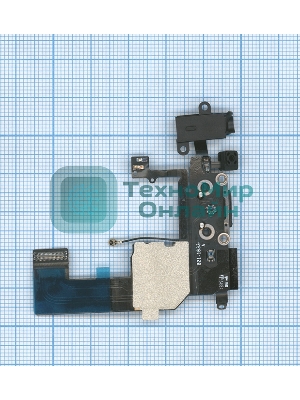 Шлейф разъема питания с аудио-разъемом для iPhone 5C черный
