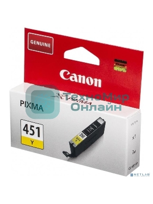 Картридж струйный CLI-451Y (6526B001) для Canon PIXMA iP7240/MG6340/MG5440, Желтый(Yellow), 344стр.