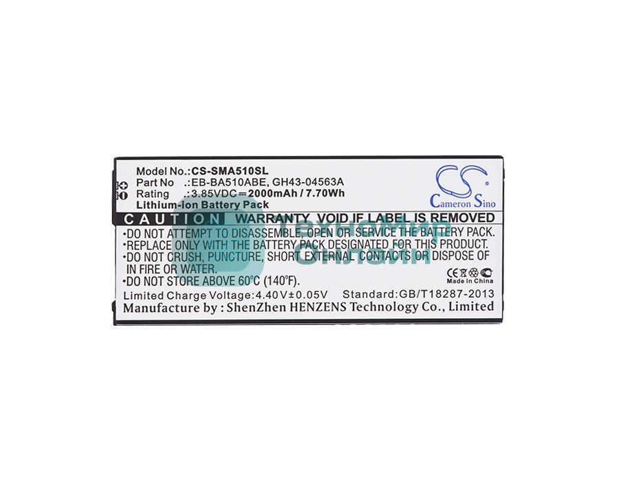 Аккумулятор CameronSino CS-SMA510SL EB-BA510ABE для Samsung Galaxy A5 (2016) SM-A5103.85V, 2000mAh, 7.70Wh