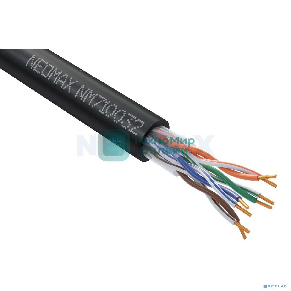 Кабель NEOMAX NM710032 U/UTP cat.5e 4x2x0.52, 24 AWG, медь, внешний, PE, 305м, черный