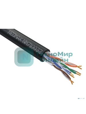 Кабель NEOMAX NM710032 U/UTP cat.5e 4x2x0.52, 24 AWG, медь, внешний, PE, 305м, черный