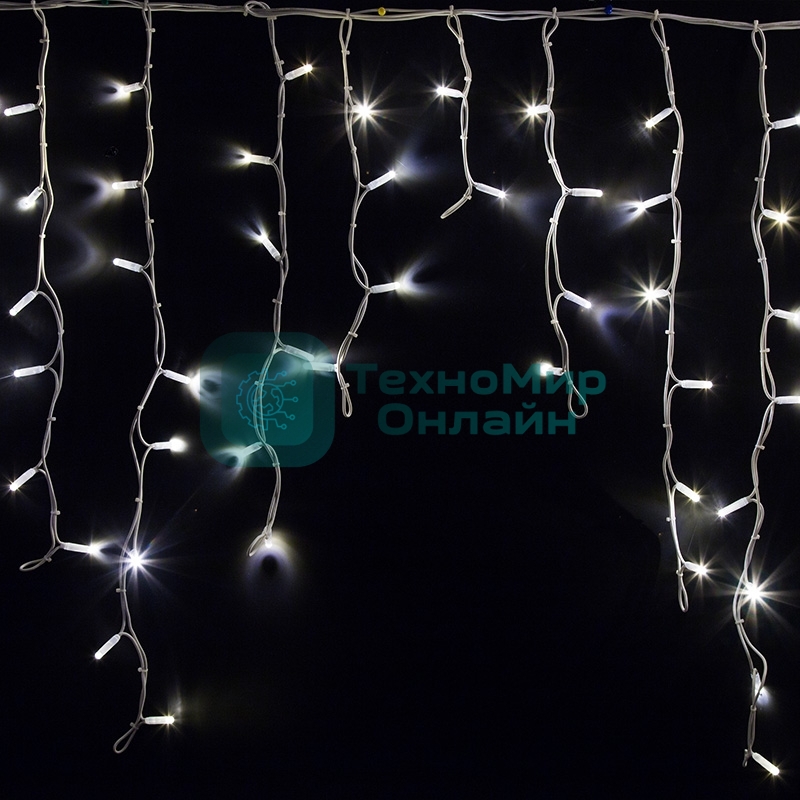 Гирлянда Neon-night Айсикл (бахрома) светодиодный, 5,6 х 0,9 м, белый провод каучук, 230 В, диоды белые, 240 LED