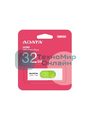 Флешка USB ADATA UV320 (AUV320-32G-RWHGN), 32Gb, USB 3.2, R/W 100/30, белый/зеленый