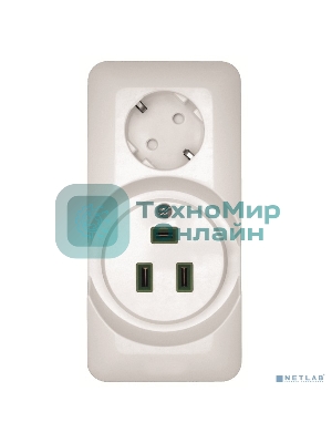 Розетка 2-ая для электроплит 32А+силовая 16А (в сборе)(опт.упак.) RA32-211R-B Schneider Electric ПРИМА О/У белый