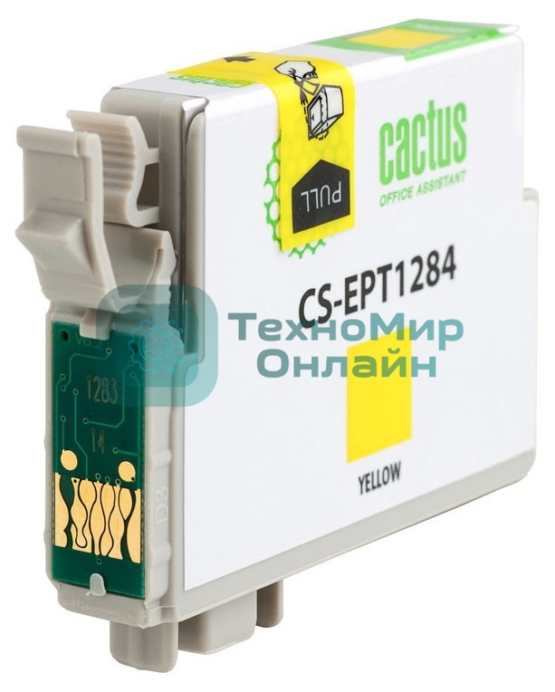 Картридж струйный Cactus CS-EPT1284 (T1284) желтый (7 мл) для Epson Stylus S22/S125/SX420/SX425/Office BX305