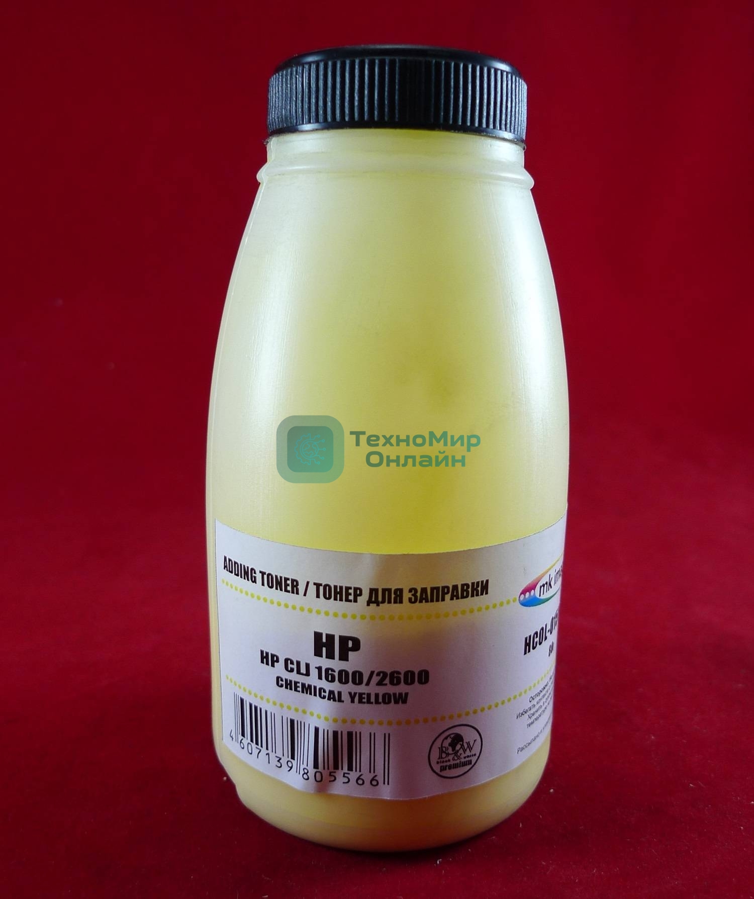 Тонер HP CLJ 1600/2600 Yellow, химический (фл. 80г) B&W Premium (Mitsubishi) фас. России