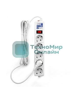Сетевой фильтр Powercube SPG-B-15-WHITE 5 м, 5 розеток, белый, коробка