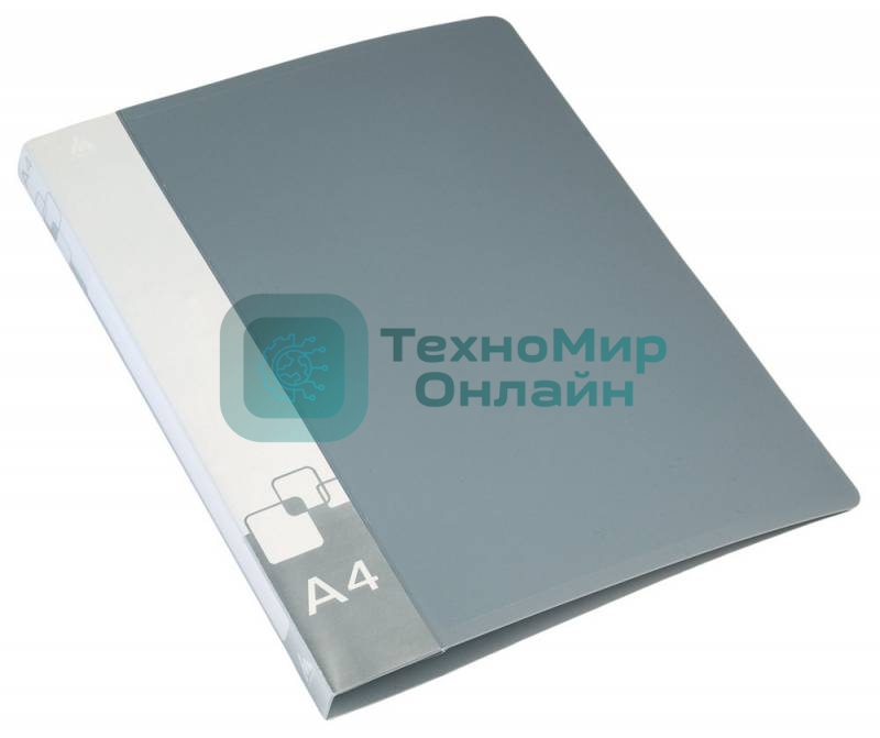 Папка на 2-х D-кольцах Бюрократ -0840/2DGREY A4 пластик 0.8мм кор.40мм внут.и торц.карм серый