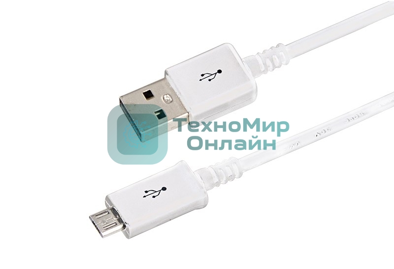 Кабель Rexant USB кабель microUSB длинный штекер 1М белый