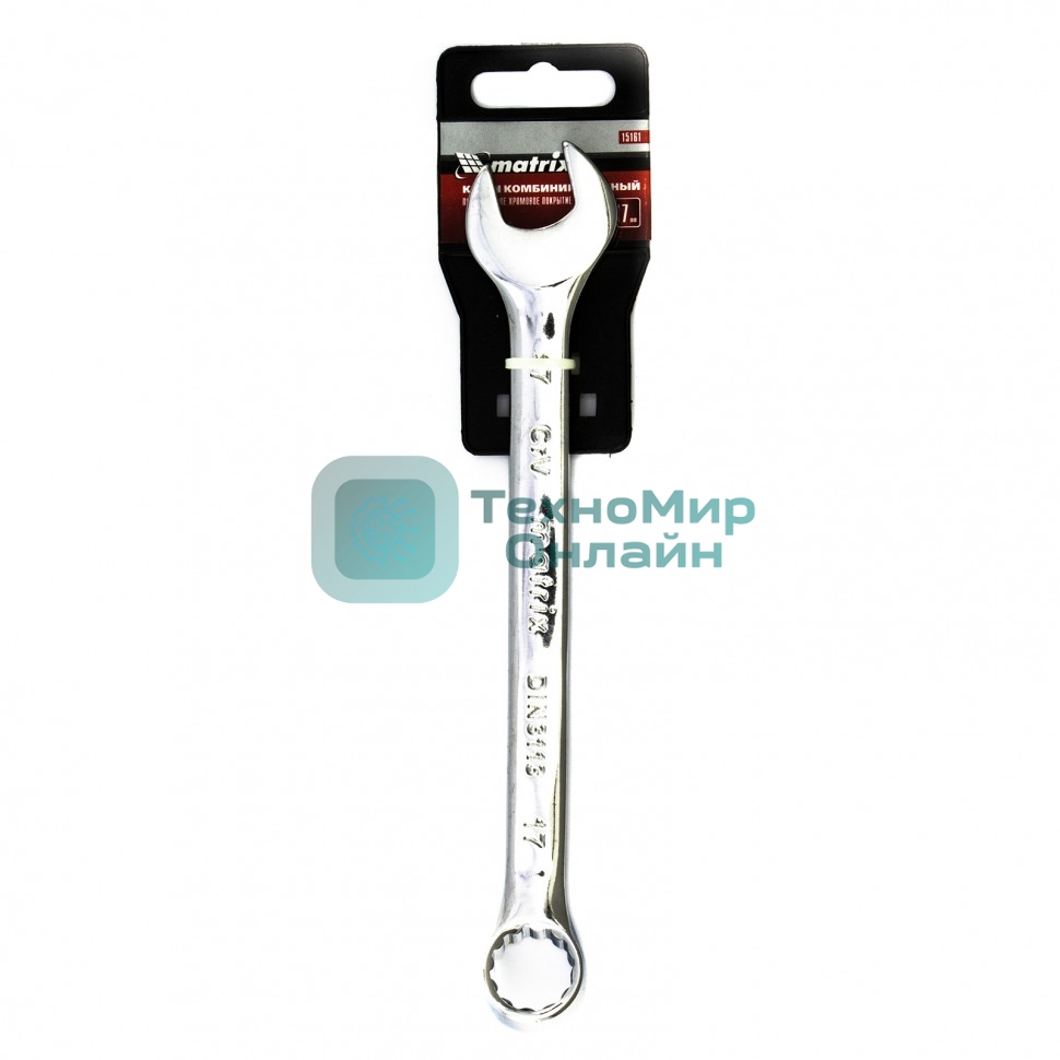 Ключ комбинированный Matrix, 17 мм, CrV, полированный хром