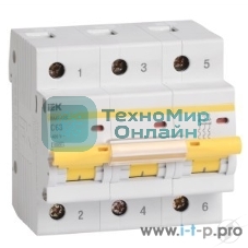 Выключатель автоматический модульный 3п C 40А 10кА ВА47-100 IEK MVA40-3-040-C