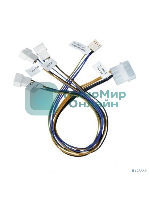 Кабель-разветвитель Procase CBL-1TO3-PWM на 3 PWM вентилятора, 450 мм (3*4pin to fan + 1*Molex to PSU + 1*4pin to MB)