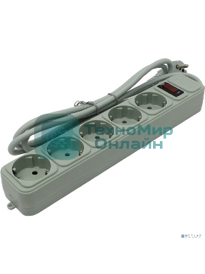 Сетевой фильтр ExeGate EX266862RUS SP-5-1.5G (5 розеток, 1.5 м, евровилка, светло-серый)