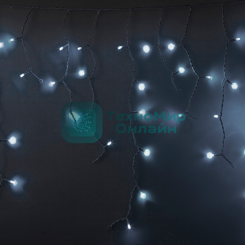 Гирлянда Neon-night Айсикл (бахрома) светодиодный, 5,6 х 0,9 м, с эффектом мерцания, БЕЛЫЙ провод 