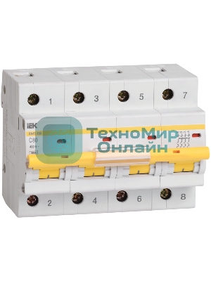 Выключатель автоматический модульный 4п C 100А 10кА ВА47-100 IEK MVA40-4-100-C