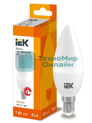 Лампа cветодиодная IEK LLE-C35-7-230-30-E14 ECO C35 свеча 7Вт 230В 3000К E14