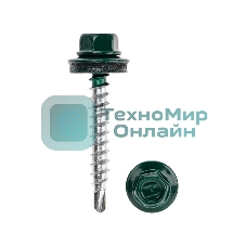 Саморез кровельный Kranz 4,8х35, окрашенный RAL 6005, короб (250 шт/уп)