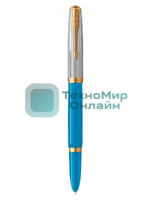 Ручка перьевая Parker 51 Premium (CW2169078) Turquoise GT, F, сталь нержавеющая, подарочная коробка
