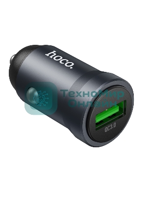 Автомобильное зарядное устройство Hoco, 18Вт, USB, Z62, металлический серый, коробка