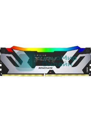 Оперативная память Kingston Fury Renegade, DDR5, 32GB (2x16GB), 6400MHz, CL32, DIMM, с радиатором, RGB, серебристый/черный