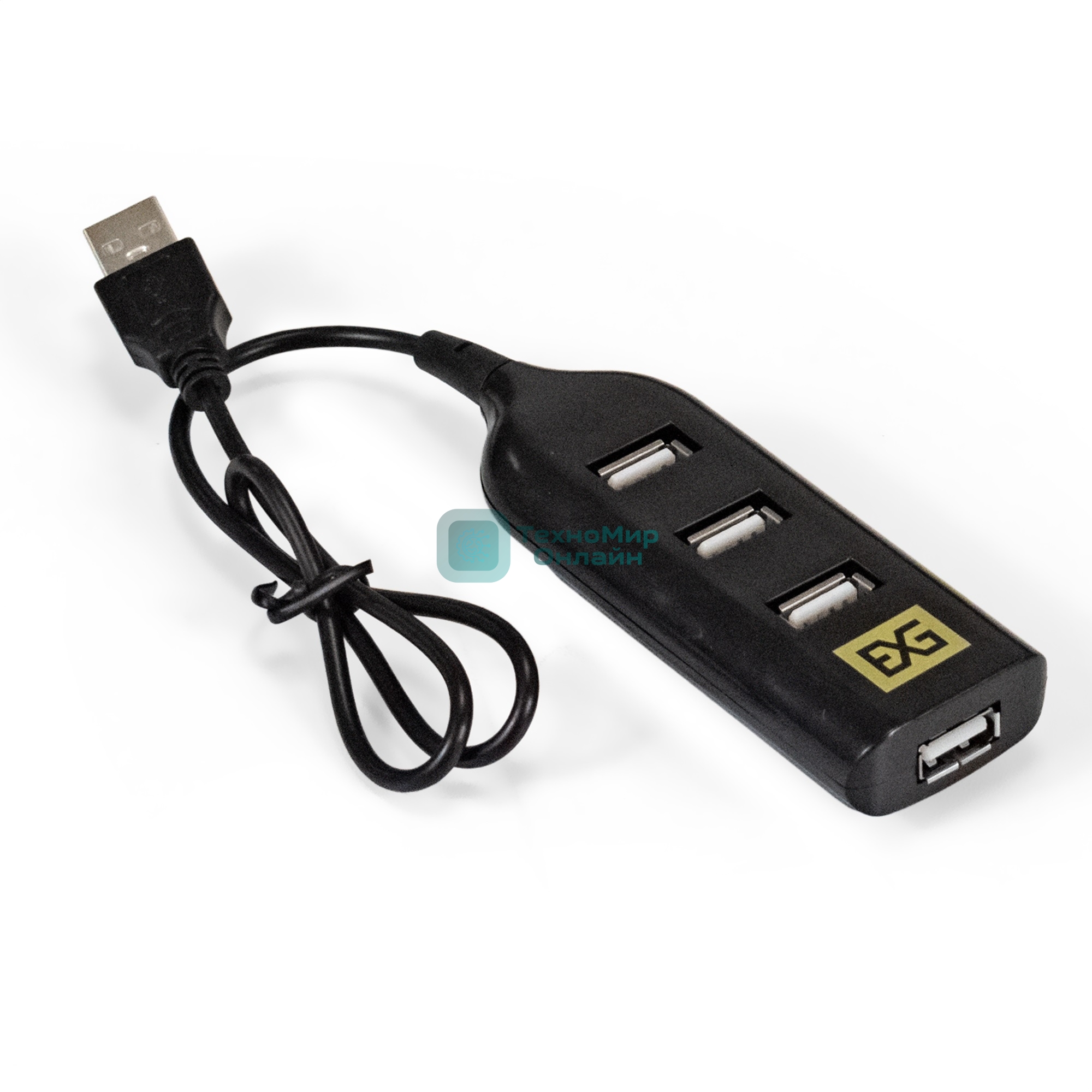 USB-концентратор ExeGate EX293976RUS DUB-42 (кабель-адаптер USB2.0 --> 4xUSB2.0, Plug&Play, черный)