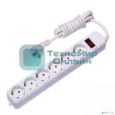 Сетевой фильтр EKF UFP10-375-6-018 6x1,8 м 10А/2,2 кВт с выкл. c/з ПВС 3х0,75 Блокбастер EKF PROxima