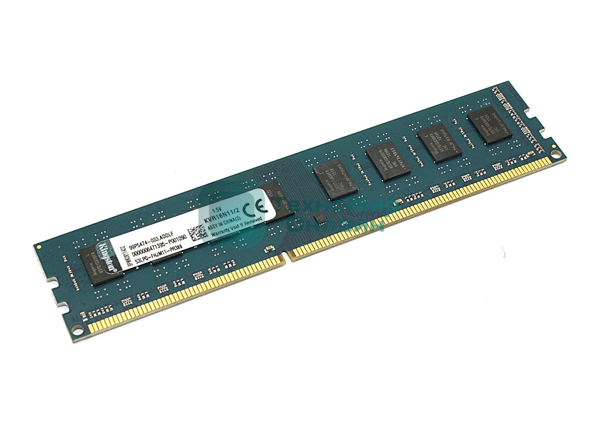 Оперативная память Kingston ValueRAM, DDR3, 2GB (1x2 GB), 1600 MHz, CL11