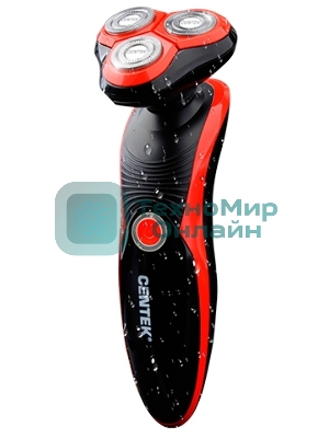 Электробритва Centek CT-2168 (красный) ротор 3D, влажное бритье, 3 плав.головки, 2-ные лезвия, до 50 мин раб