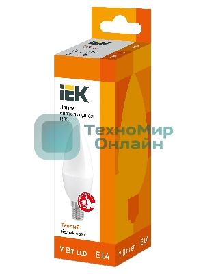 Лампа cветодиодная IEK LLE-C35-7-230-30-E14 ECO C35 свеча 7Вт 230В 3000К E14
